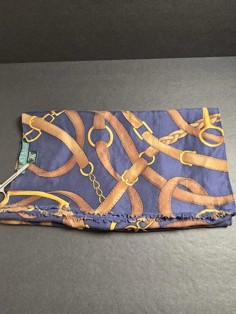 Navy & Brown Equestrian Print Womens Scarf